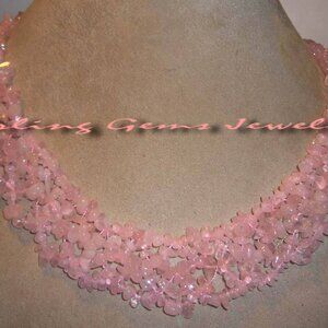 Breathtaking Genuine Natural Rose Quartz Stone Necklace